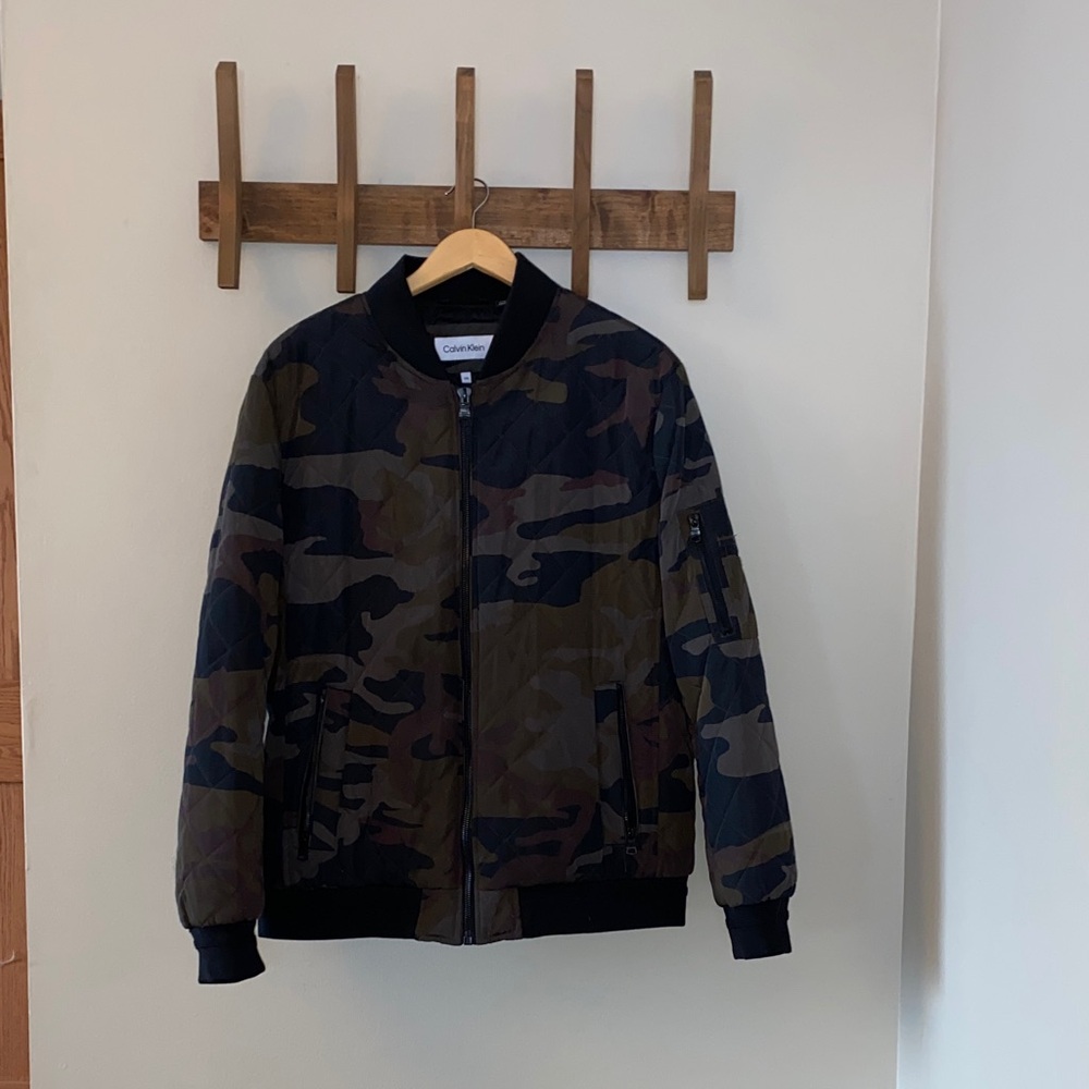Calvin Klein Quilted Camo Bomber Jacket